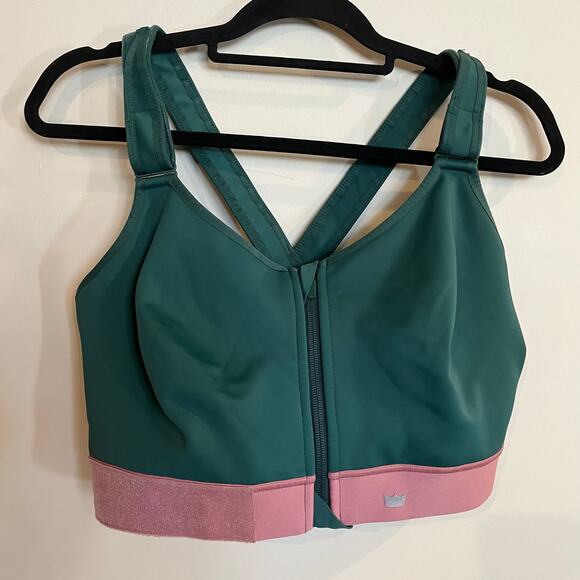 SHEFIT Ultimate Sports Bra Size 5Luxe Green Pink Floral Adjustable High Impact - Picture 1 of 4